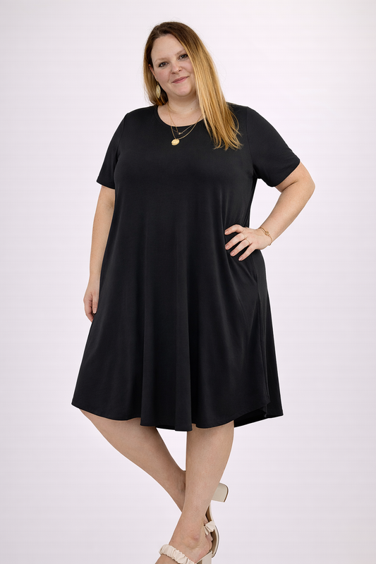 Zenana Short Sleeve Swing Dress *MULTIPLE COLORS AVAILABLE*