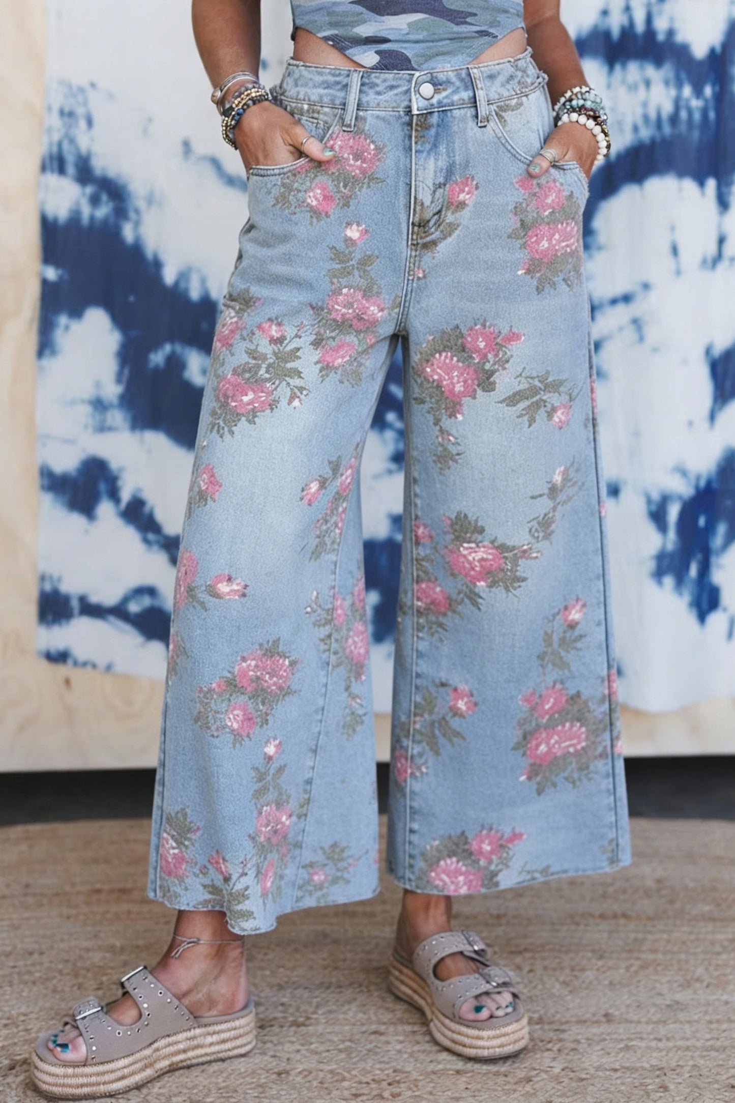 Blue Floral Jeans RTS