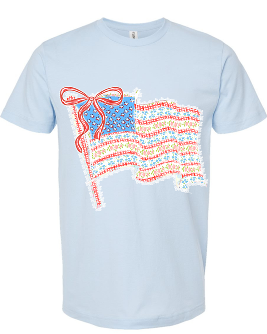 Tultex American Flag Preppy Tee.
