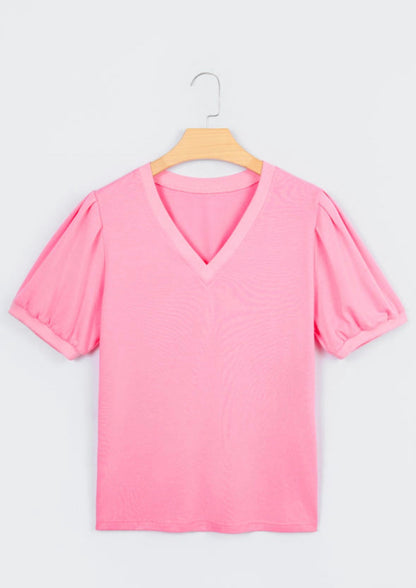 V Neck Puff Blouse *multiple colors* RTS