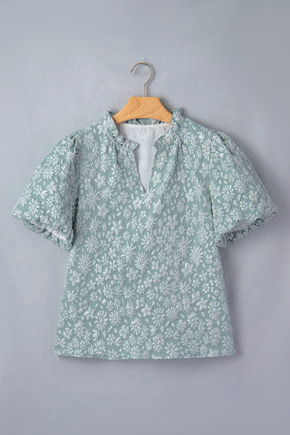Floral Textured Puff Blouse RTS