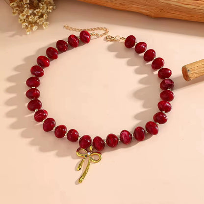 Beaded Bow Necklace RTS