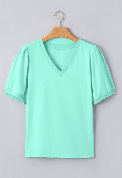 V Neck Puff Blouse *multiple colors* RTS