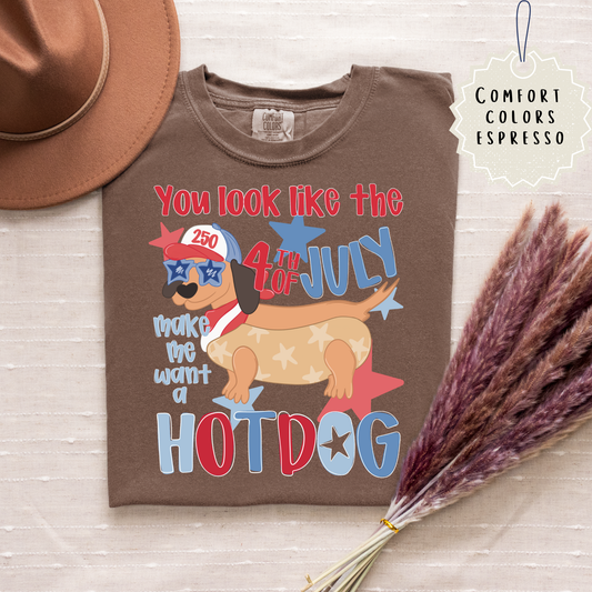 Hot Dog Weenie Dog Patriotic Tee.
