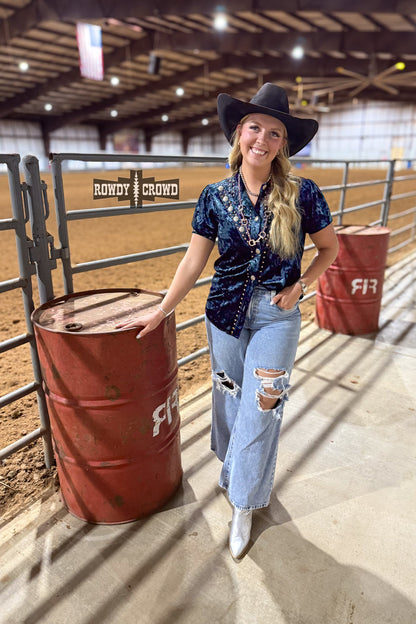 TEAL Vallejo Velvet Button Up