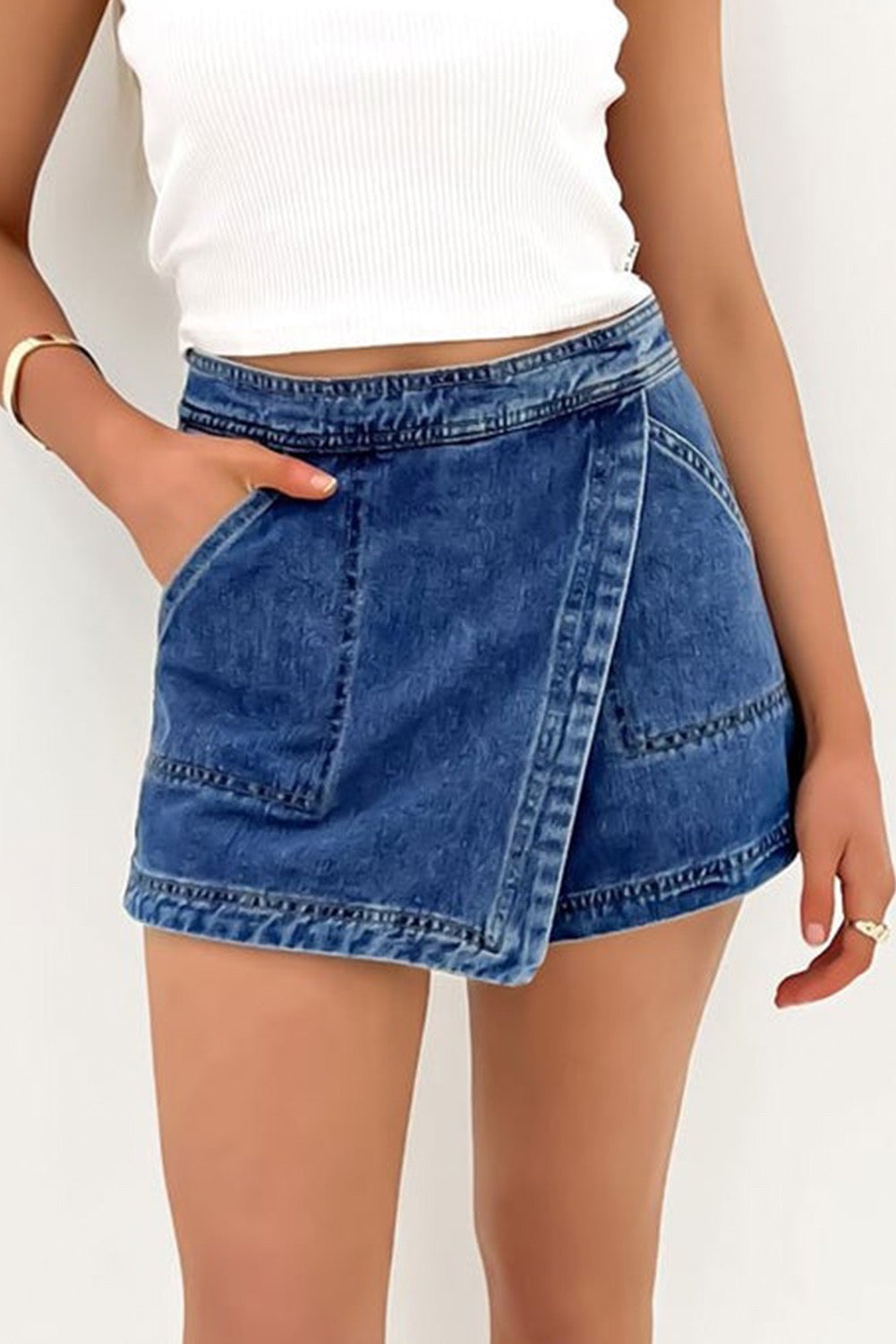 Faux Wrap Denim Skort RTS