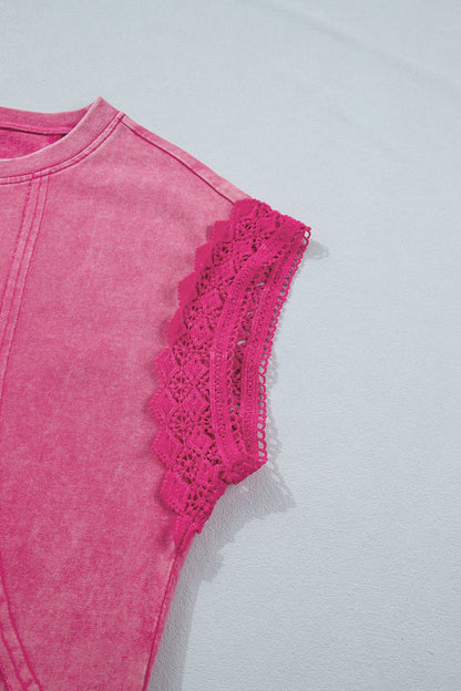 Mineral Wash Lace Detail Top RTS